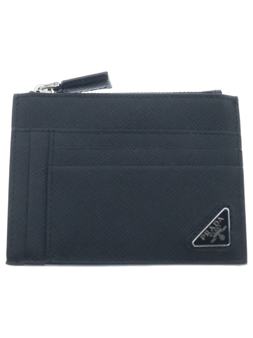 Prada Saffiano Triangle Card Case Black